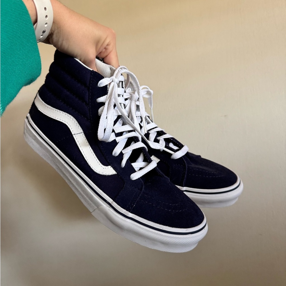 Vans Navy and White High-Top Sneakers